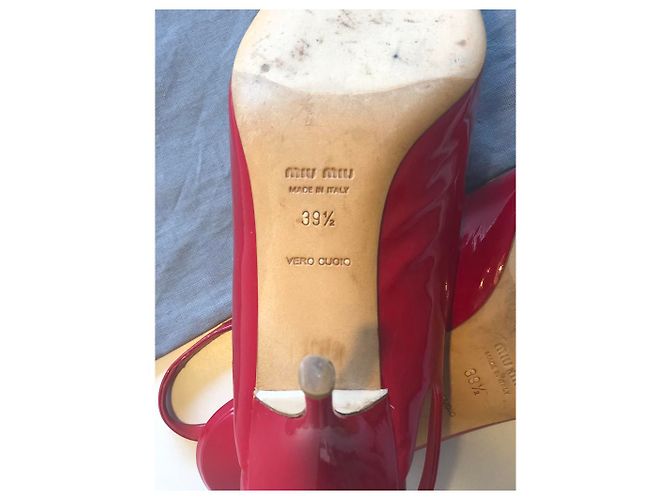 Mule con zeppa Miu Miu in vernice rossa Rosso - vista 6