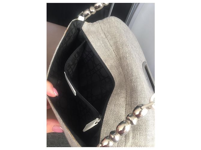 Autre Marque Clutch Posette in cotone color carne - vista 6
