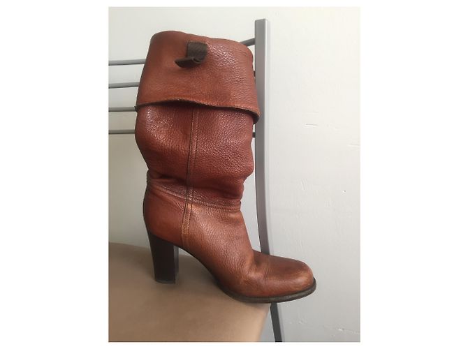 Prada Lederstiefel Caramel Größe 35 Karamell - Ansicht 10