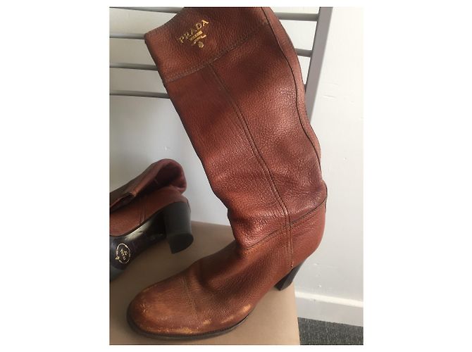 Prada Lederstiefel Caramel Größe 35 Karamell - Ansicht 5