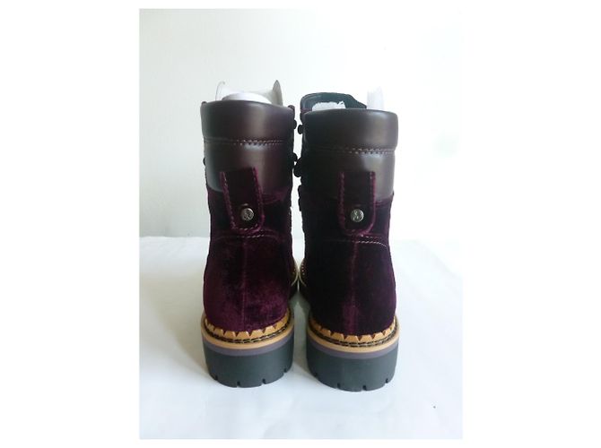 Sam Edelman Schnürstiefel aus Samt in Pflaume - Ansicht 3