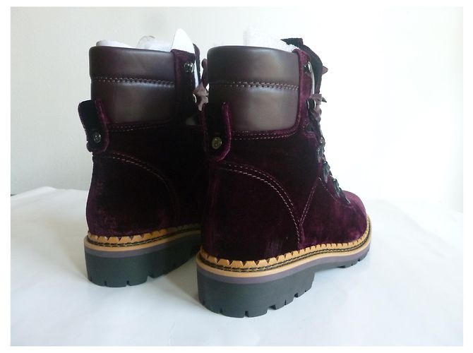 Sam Edelman Schnürstiefel aus Samt in Pflaume - Ansicht 4