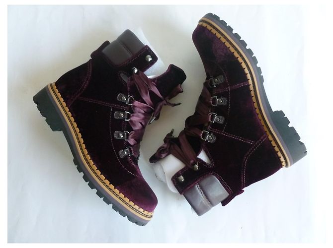 Sam Edelman Schnürstiefel aus Samt in Pflaume - Ansicht 7