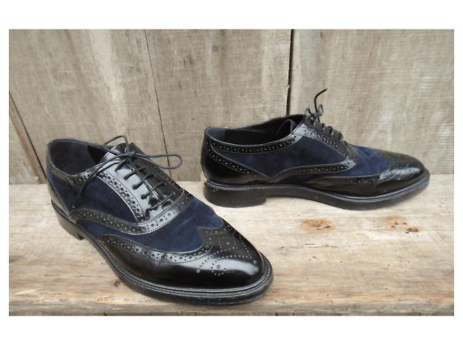 Scarpe Oxford Burberry blu notte scamosciate e vernice 39 Blu scuro - vista 5