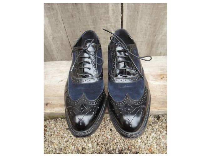 Scarpe Oxford Burberry blu notte scamosciate e vernice 39 Blu scuro - vista 6