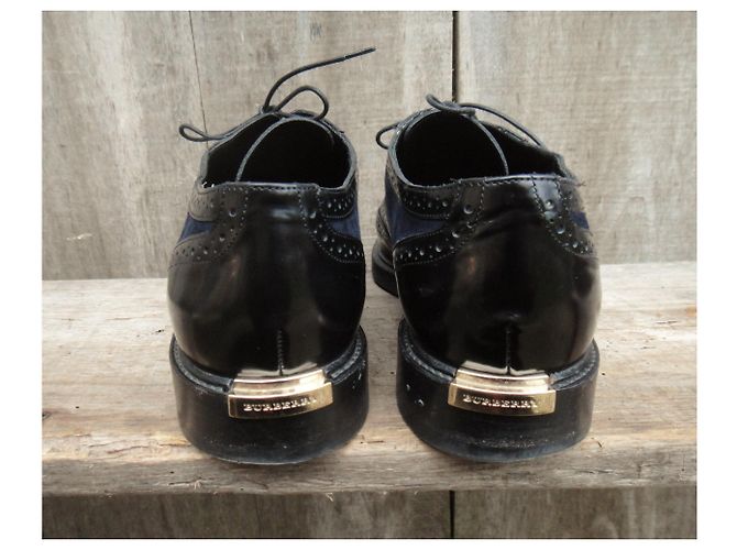 Scarpe Oxford Burberry blu notte scamosciate e vernice 39 Blu scuro - vista 7