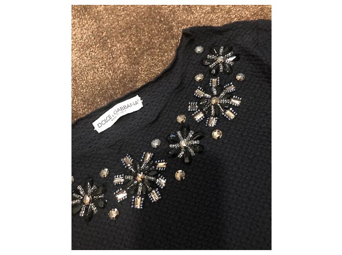 Blusa Dolce & Gabbana de algodón negro con gemas - vista 3