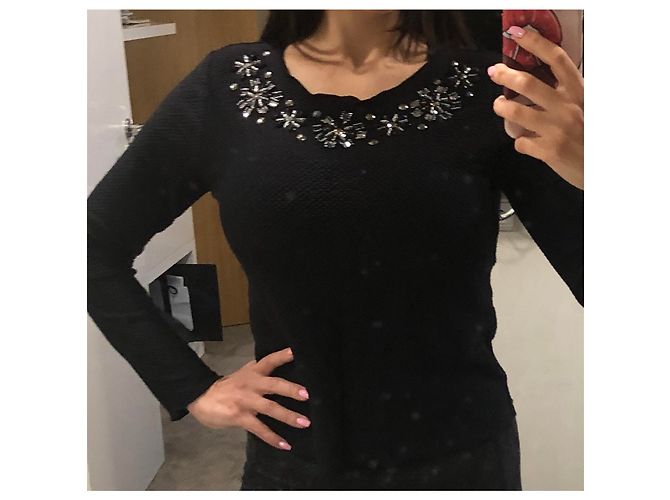 Blusa Dolce & Gabbana de algodón negro con gemas - vista 6