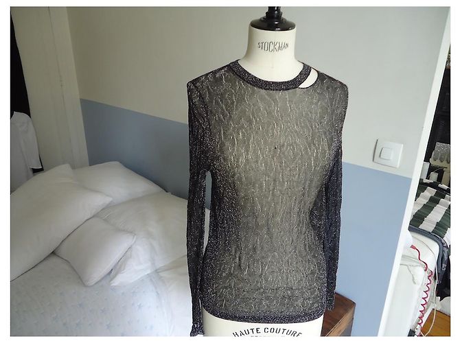 Zadig & Voltaire ZADIG DE LUJO Y VOLTAIRE - JERSEY BRILLANTE NEGRO - TS - vista 7