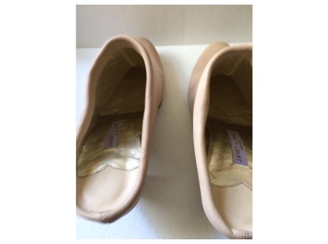 Janet & Janet Leather Heeled Clogs Beige Size 37 - view 4