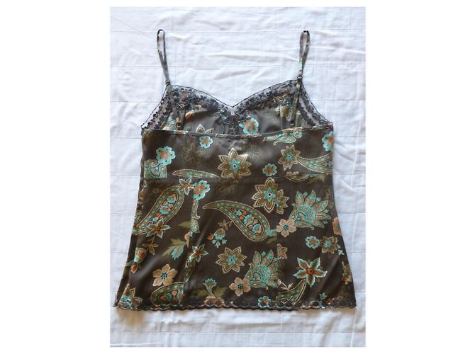 Top de seda Luisa Spagnoli con lentejuelas marrón Castaño Multicolor - vista 3