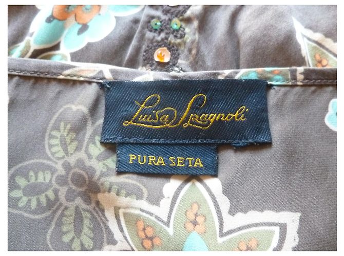 Top de seda Luisa Spagnoli con lentejuelas marrón Castaño Multicolor - vista 4