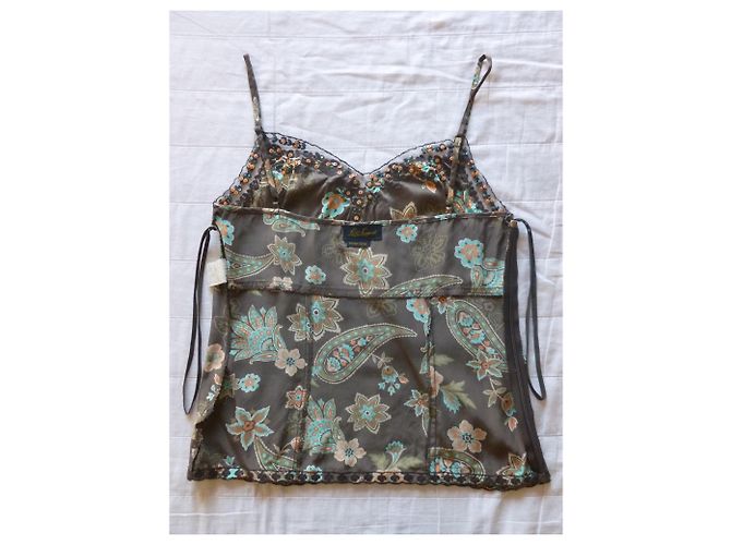 Top de seda Luisa Spagnoli con lentejuelas marrón Castaño Multicolor - vista 5