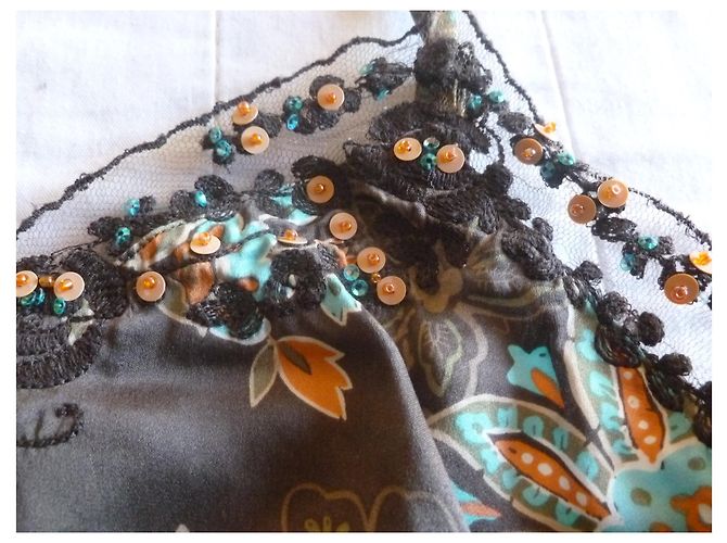 Top de seda Luisa Spagnoli con lentejuelas marrón Castaño Multicolor - vista 7