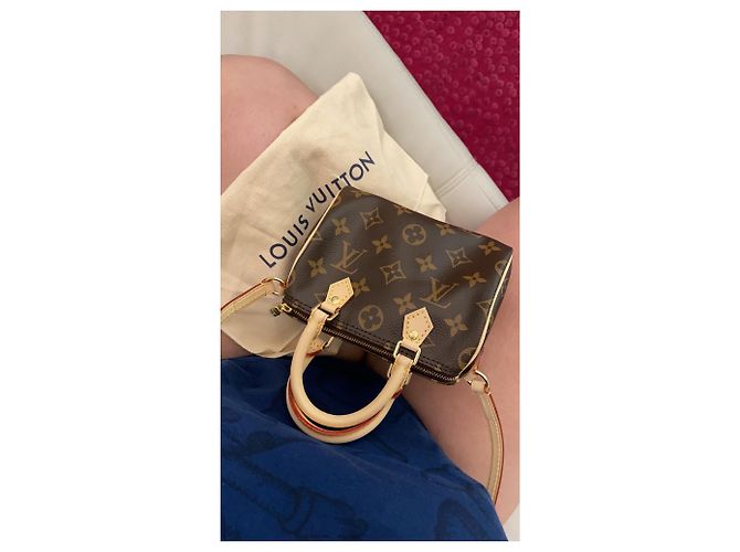 Borsa a mano Louis Vuitton Nano Speedy in pelle marrone - vista 3