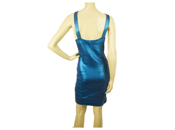 PINKO Blue Stretch Bodycon Mini Länge Viskose Elastan Ärmelloses Kleid Gr. M. Blau - Ansicht 2