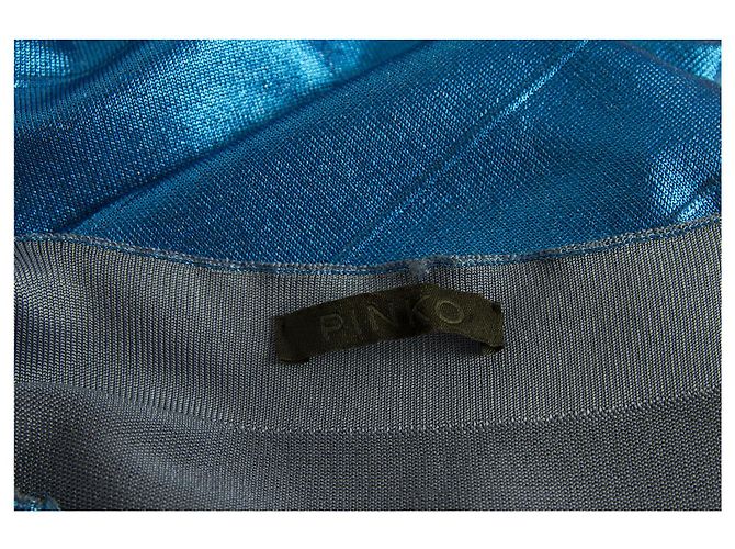 PINKO Blue Stretch Bodycon Mini Länge Viskose Elastan Ärmelloses Kleid Gr. M. Blau - Ansicht 5