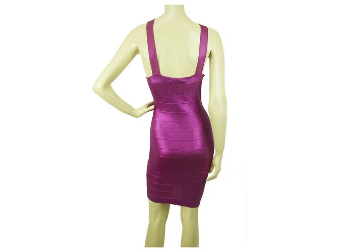 PINKO Abito smanicato in viscosa elastan mini lunghezza aderente viola elasticizzato tg S Porpora - vista 2