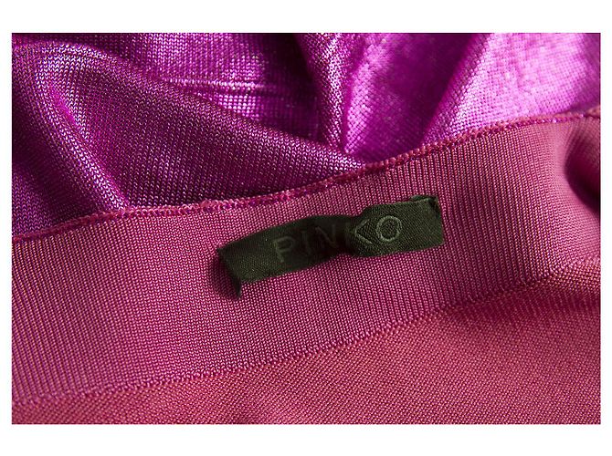 PINKO Abito smanicato in viscosa elastan mini lunghezza aderente viola elasticizzato tg S Porpora - vista 5