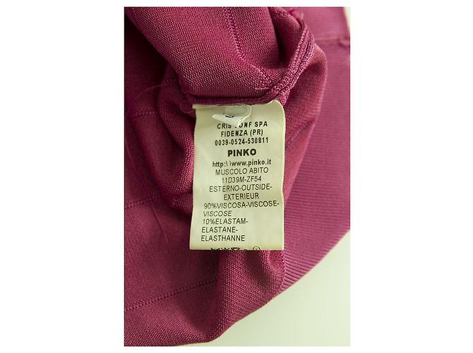 PINKO Abito smanicato in viscosa elastan mini lunghezza aderente viola elasticizzato tg S Porpora - vista 6