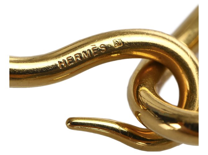 Hermès Hermes Brown Leather Jumbo Hook Bracelet Golden Metal Ponystyle
