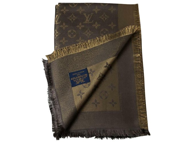 Louis Vuitton Bufanda de seda Monogram Tuch Castaño Dorado - vista 2