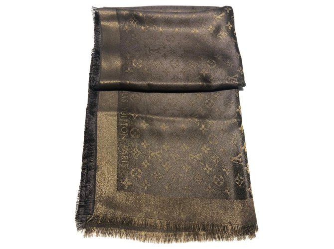 Louis Vuitton Bufanda de seda Monogram Tuch Castaño Dorado - vista 3