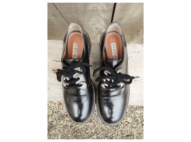 Derbies Sartore en cuir noir taille 37 - vue 5