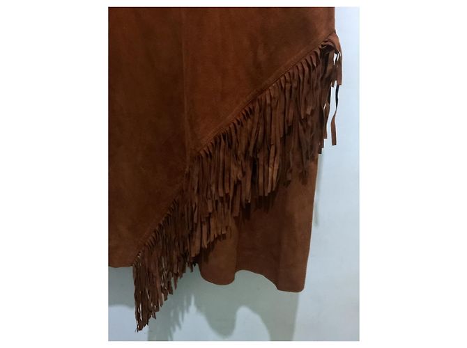 Diane Von Furstenberg Jenn Fringe Wildlederkleid Braun Cognac - Ansicht 12