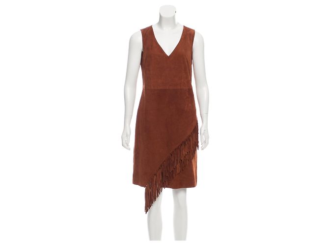 Diane Von Furstenberg Jenn Fringe Wildlederkleid Braun Cognac - Ansicht 3