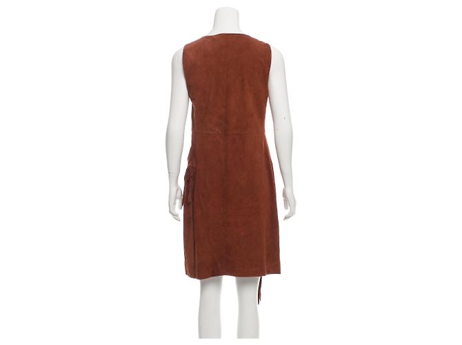 Diane Von Furstenberg Jenn Fringe Wildlederkleid Braun Cognac - Ansicht 5
