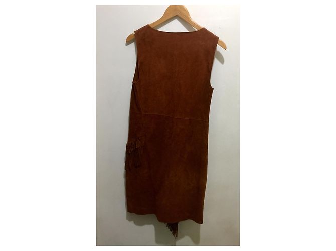 Diane Von Furstenberg Jenn Fringe Wildlederkleid Braun Cognac - Ansicht 7