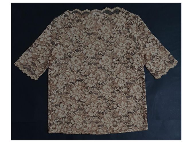 Top de encaje Ganni Flynn marrón beige Castaño - vista 3