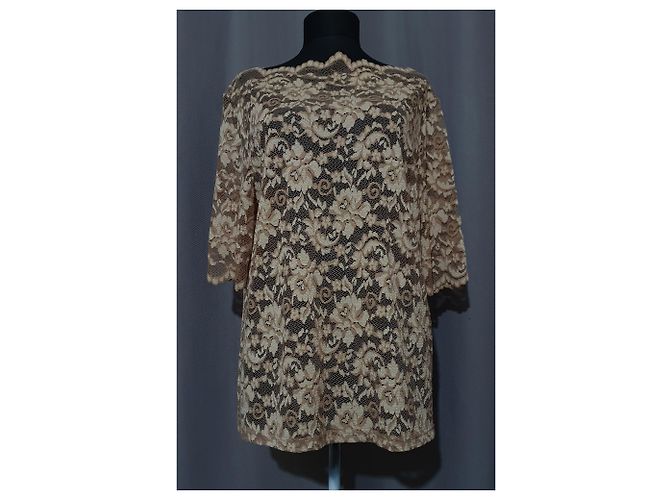Top de encaje Ganni Flynn marrón beige Castaño - vista 4