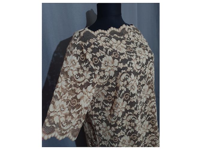 Top de encaje Ganni Flynn marrón beige Castaño - vista 5