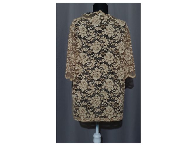 Top de encaje Ganni Flynn marrón beige Castaño - vista 6