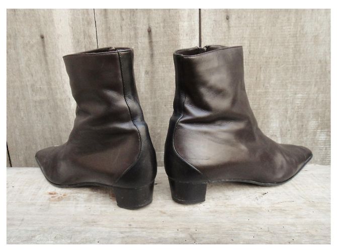 Stivaletti Hermès in pelle marrone scuro - vista 4