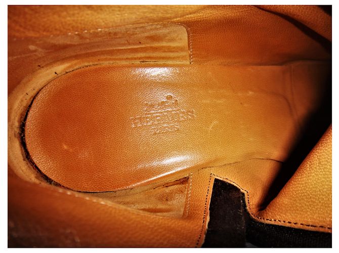 Stivaletti Hermès in pelle marrone scuro - vista 8