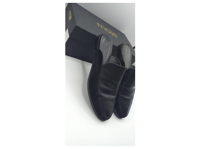 Mules Maje H15flora in pelle e camoscio nero - vista 2