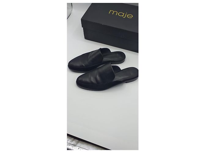 Mules Maje H15flora in pelle e camoscio nero - vista 3