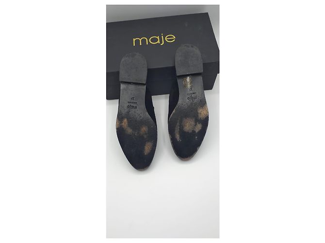 Mules Maje H15flora in pelle e camoscio nero - vista 4
