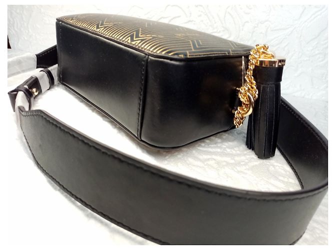 Borsa Michael Kors in pelle nera con monogramma dorato Nero - vista 5
