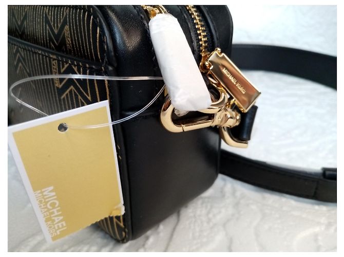 Borsa Michael Kors in pelle nera con monogramma dorato Nero - vista 6