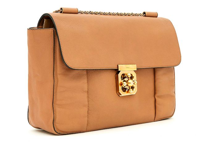 Borsa a mano Chloé Elsie GM in pelle beige - vista 2