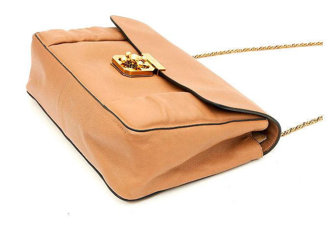 Borsa a mano Chloé Elsie GM in pelle beige - vista 4
