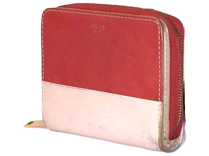 Céline CELINE kompakte Brieftasche mit Reißverschluss Rot Beige - Ansicht 9