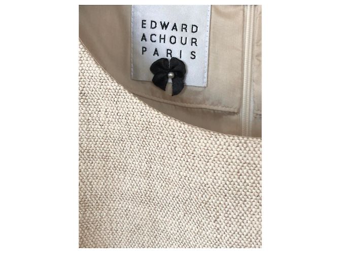 Autre Marque Vestido Edouard Achour Paris Beige Algodón Lino - vista 2