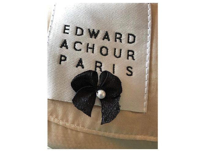 Autre Marque Vestido Edouard Achour Paris Beige Algodón Lino - vista 7