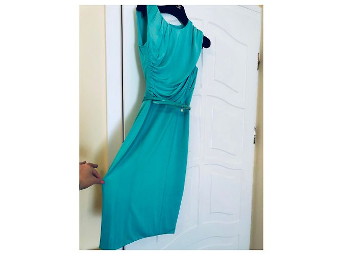 Vestido Blumarine turquesa de viscosa con cinturón - vista 2