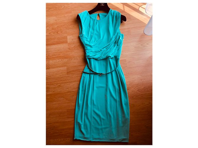 Vestido Blumarine turquesa de viscosa con cinturón - vista 4